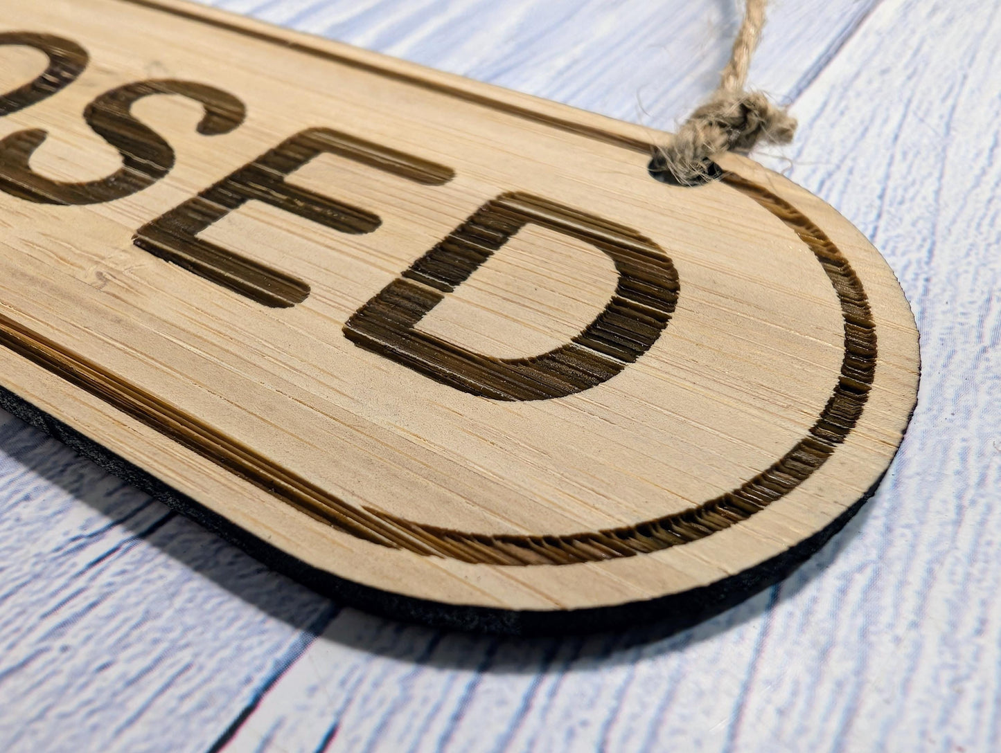 Hand-crafted Bamboo Open/Closed Sign - Double-Sided, Eco-Friendly, 4 Sizes