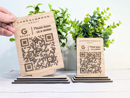 Google Reviews QR Code Sign – Custom Wooden Review Plaque for Small Business, Pub, Restaurant, Salon, Cafe Feedback, Eco-Friendly, 2 Sizes