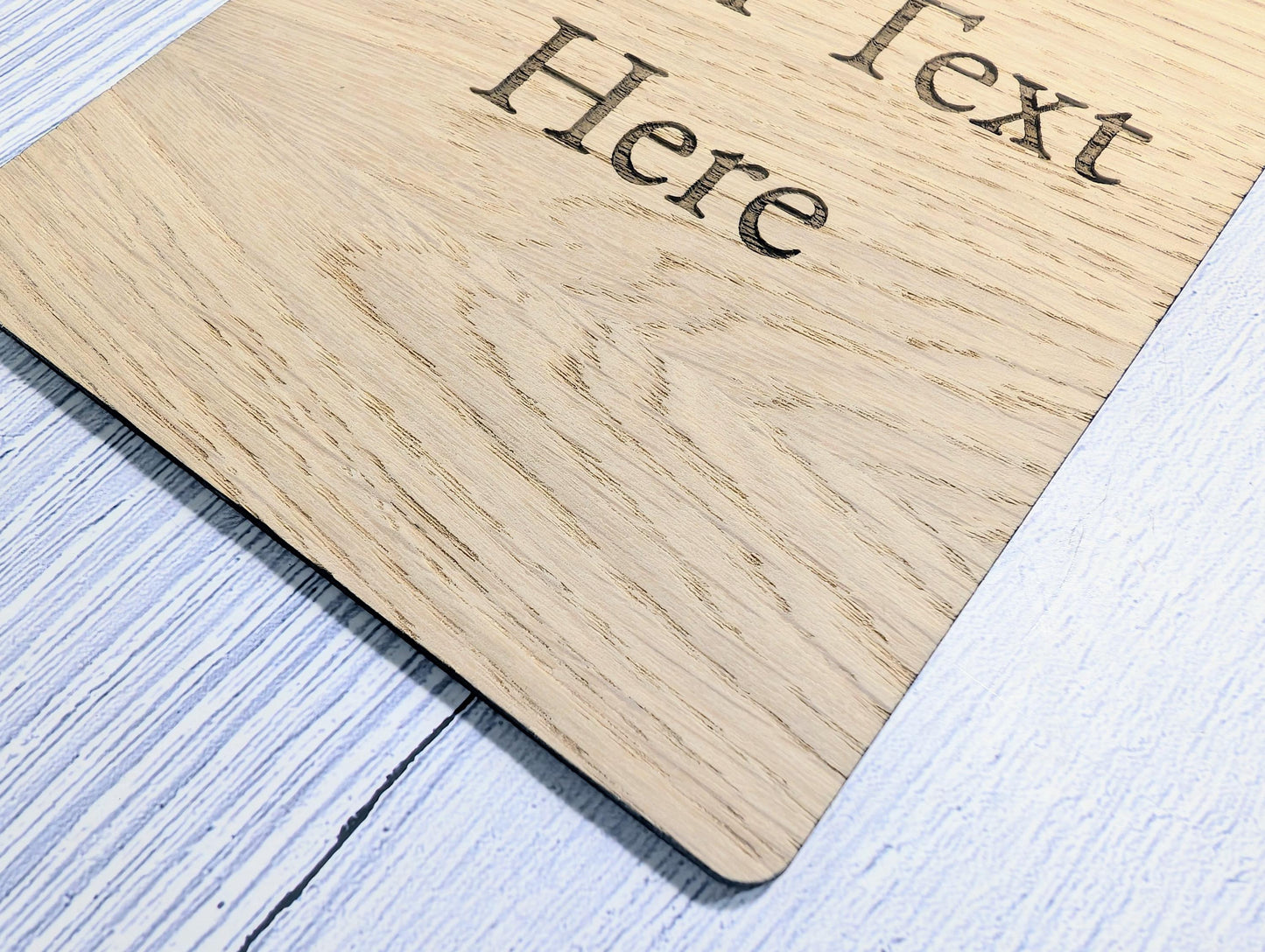 Personalised Oak Sign – Custom Text Portrait Plaque – Wooden Business or Home Sign – Freestanding or Stick-On Display