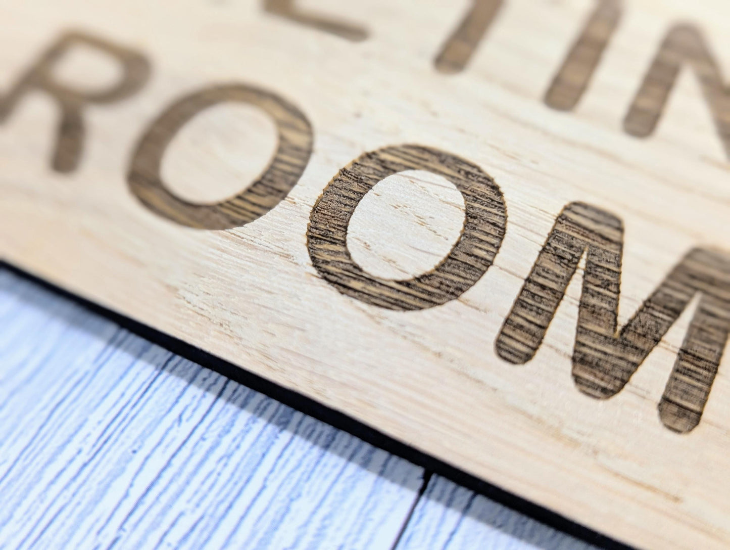 Personalised Oak Veneer Door Sign – Meeting Room or Custom Text | Wooden Wall Plaque for Office, Home or Study – 4 Sizes