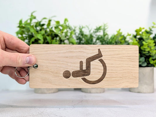 Accessible Bathroom Keyring | Oak | XL 200x80mm | Wheelchair