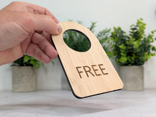 5mm bamboo In Use / Free door hanger showing the In Use face