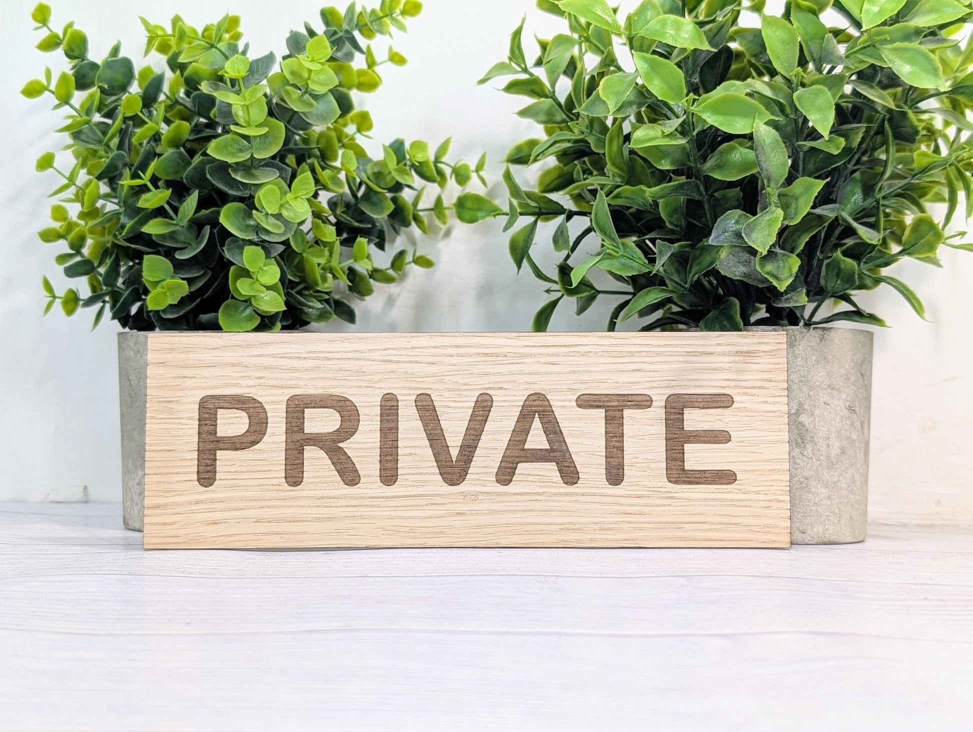 Personalised Oak Door Sign – Private or Custom Text | Wooden Wall Plaque for Home, Office or Studio | 4 Sizes – Eco Friendly - CherryGroveCraft