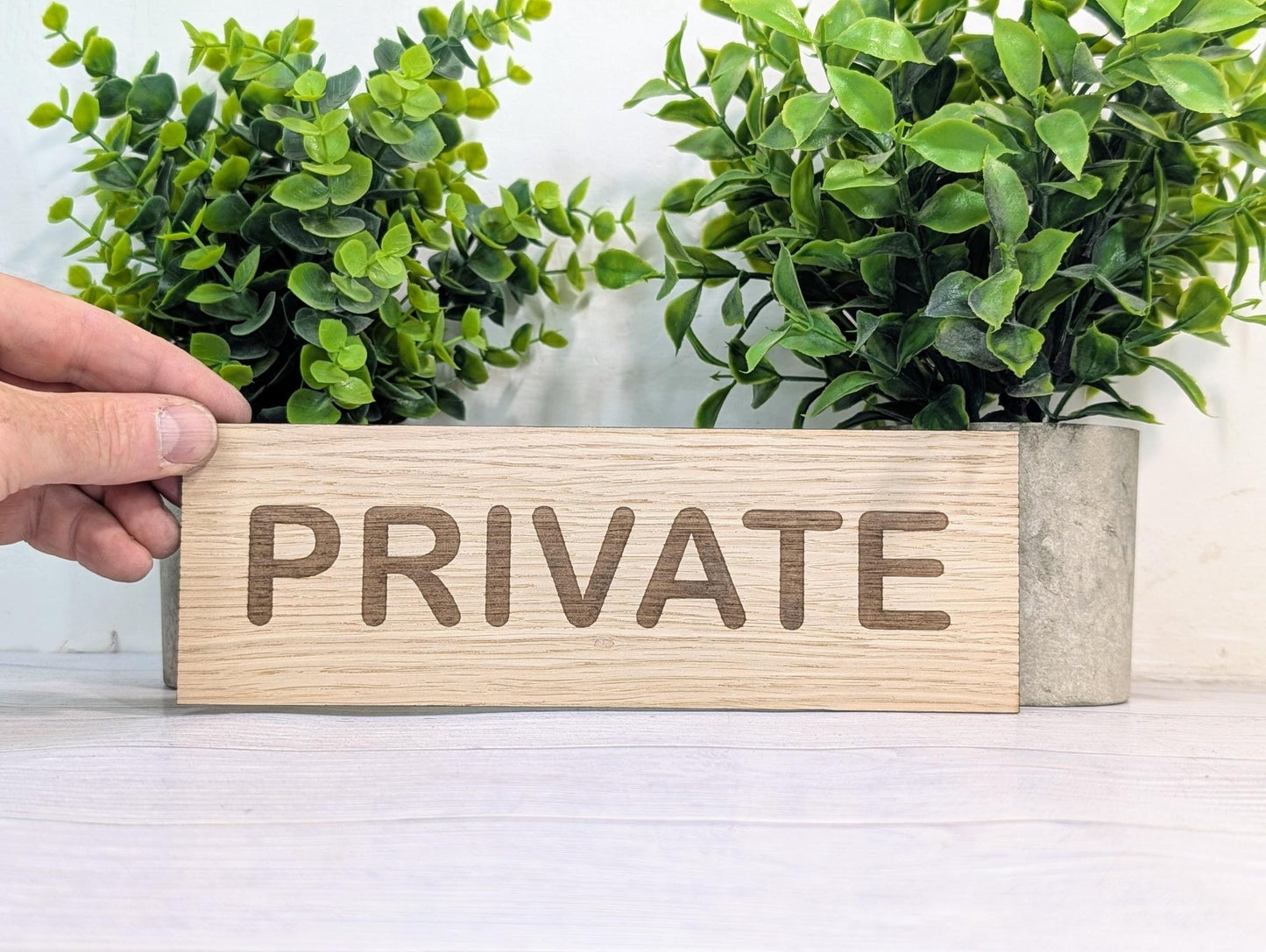 Personalised Oak Door Sign – Private or Custom Text | Wooden Wall Plaque for Home, Office or Studio | 4 Sizes – Eco Friendly - CherryGroveCraft