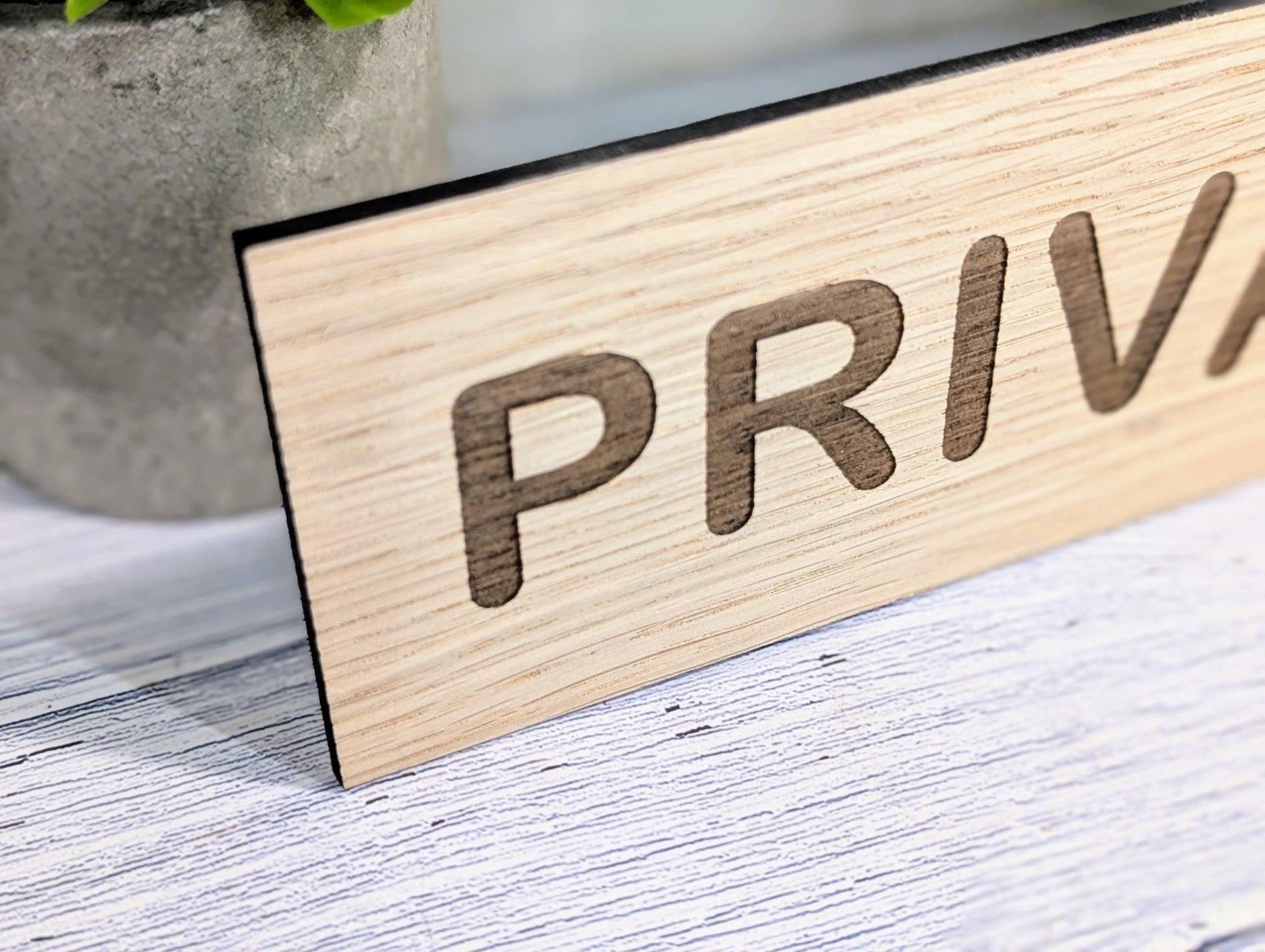 Personalised Oak Door Sign – Private or Custom Text | Wooden Wall Plaque for Home, Office or Studio | 4 Sizes – Eco Friendly - CherryGroveCraft