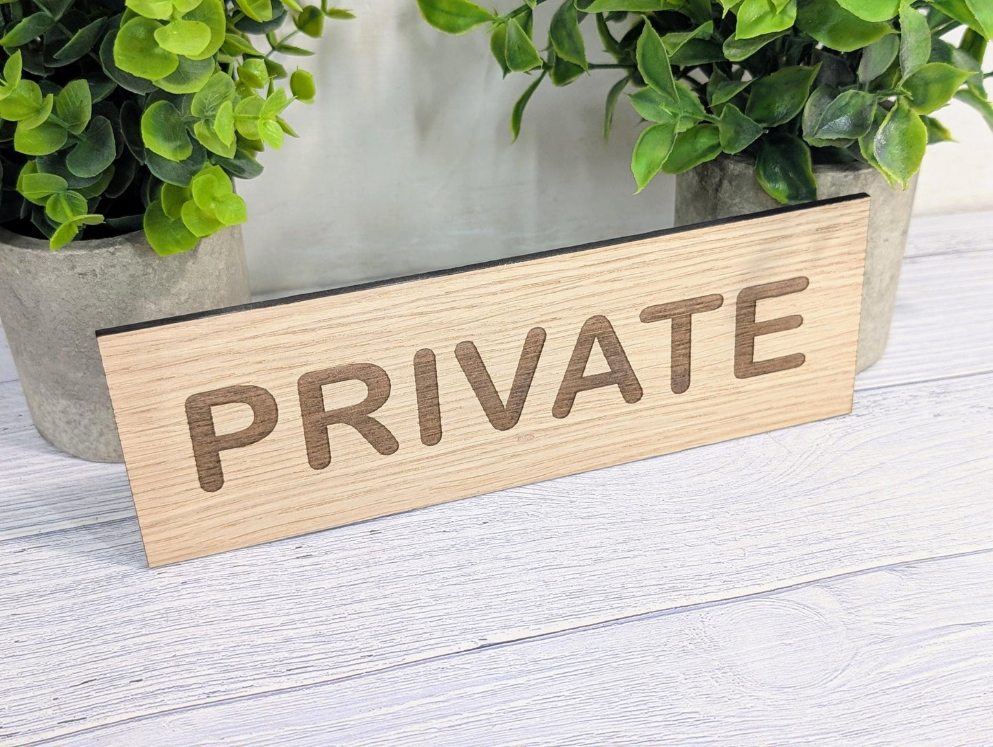 Personalised Oak Door Sign – Private or Custom Text | Wooden Wall Plaque for Home, Office or Studio | 4 Sizes – Eco Friendly - CherryGroveCraft