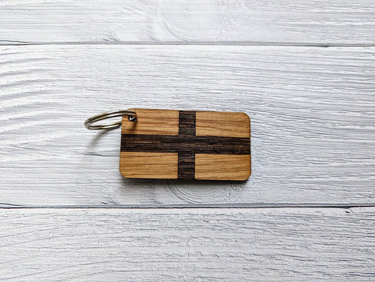 England Keyrings, St. George's Cross Gifts, Oak - CherryGroveCraft
