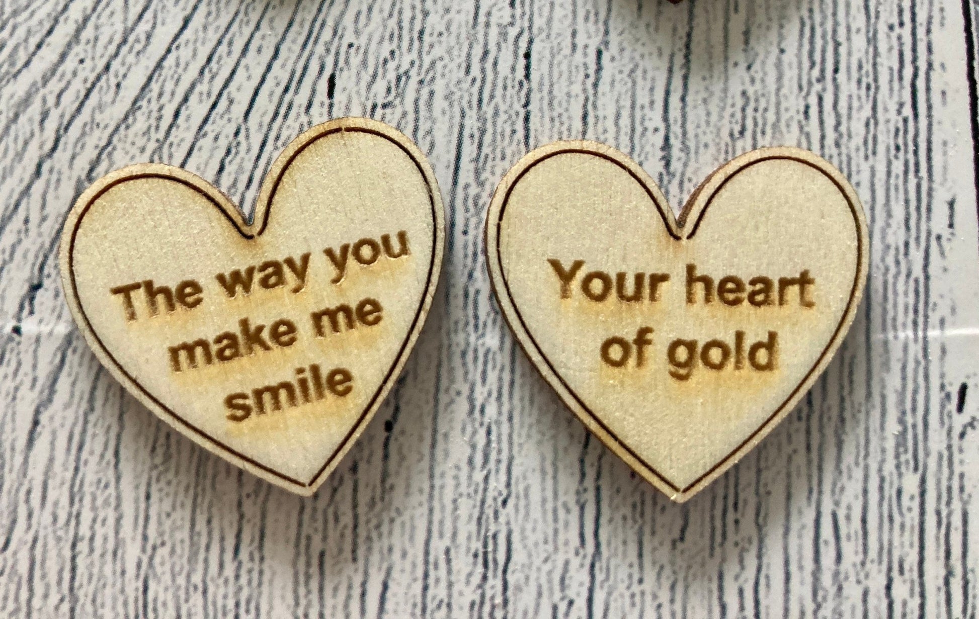Engraved Wooden Love Tokens, Personalised Love Messages, Romantic Gift - CherryGroveCraft