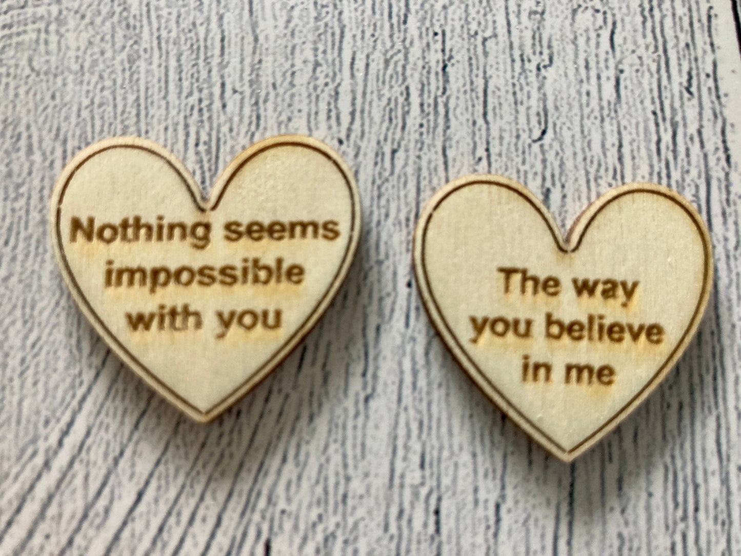 Engraved Wooden Love Tokens, Personalised Love Messages, Romantic Gift - CherryGroveCraft