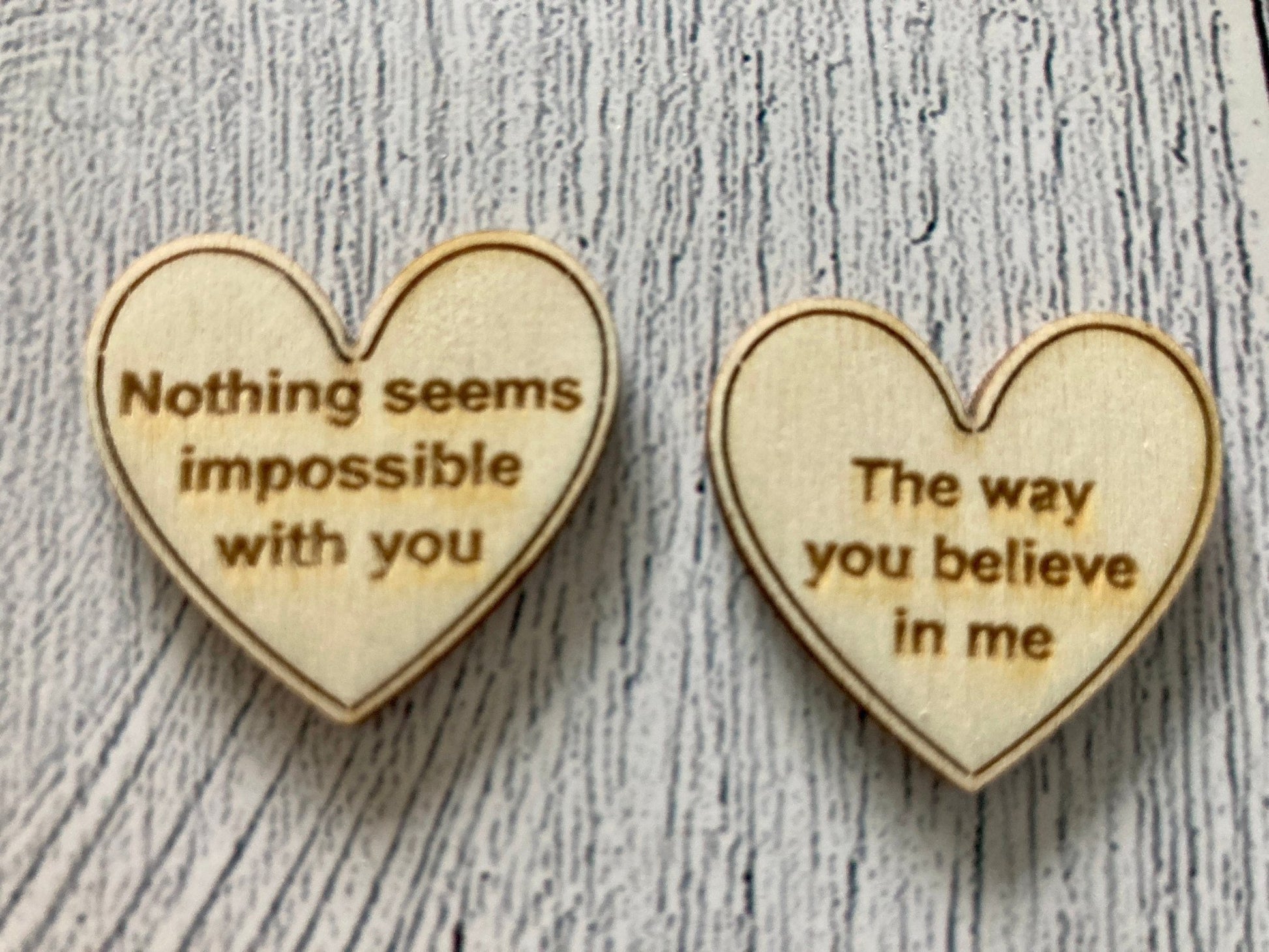 Engraved Wooden Love Tokens, Personalised Love Messages, Romantic Gift - CherryGroveCraft