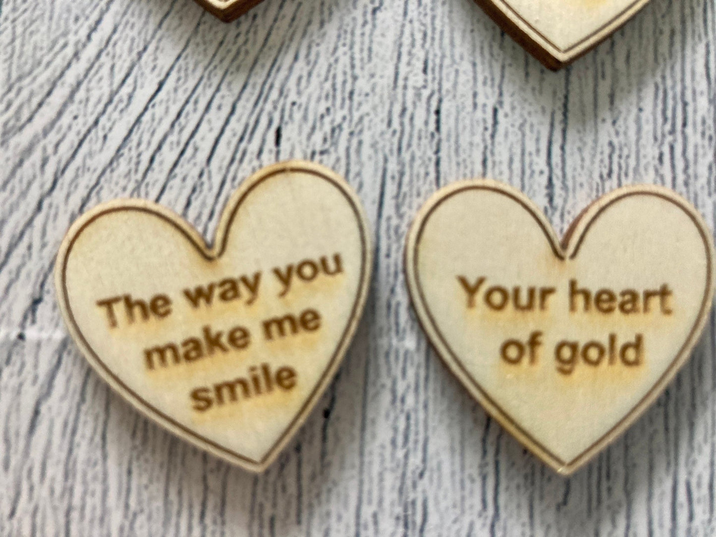 Engraved Wooden Love Tokens, Personalised Love Messages, Romantic Gift - CherryGroveCraft