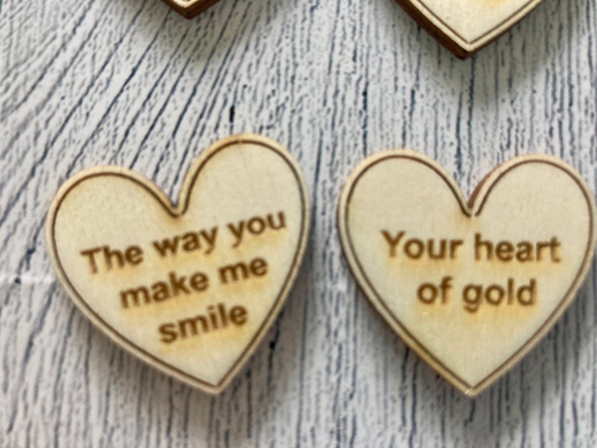 Engraved Wooden Love Tokens, Personalised Love Messages, Romantic Gift - CherryGroveCraft
