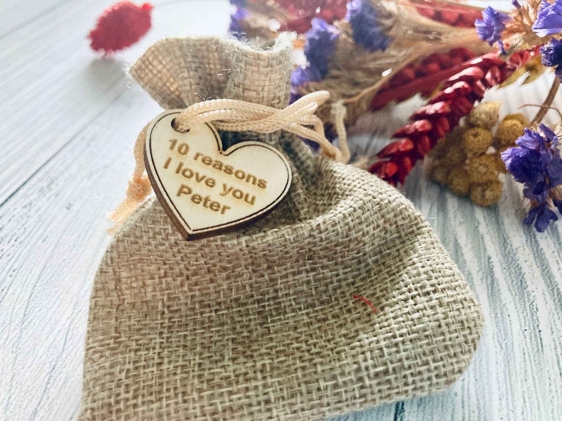 Engraved Wooden Love Tokens, Personalised Love Messages, Romantic Gift - CherryGroveCraft
