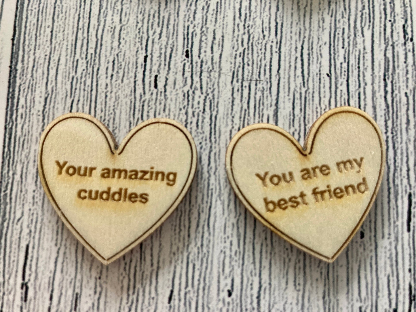 Engraved Wooden Love Tokens, Personalised Love Messages, Romantic Gift - CherryGroveCraft