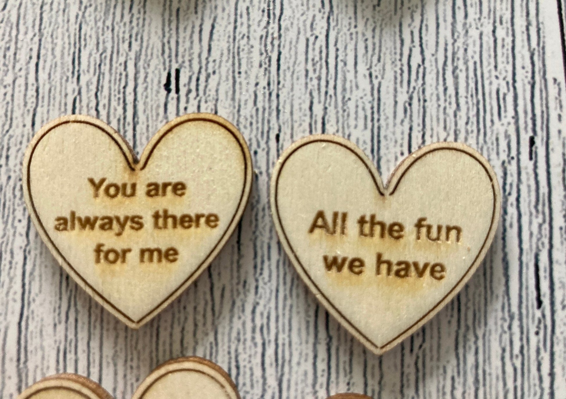 Engraved Wooden Love Tokens, Personalised Love Messages, Romantic Gift - CherryGroveCraft