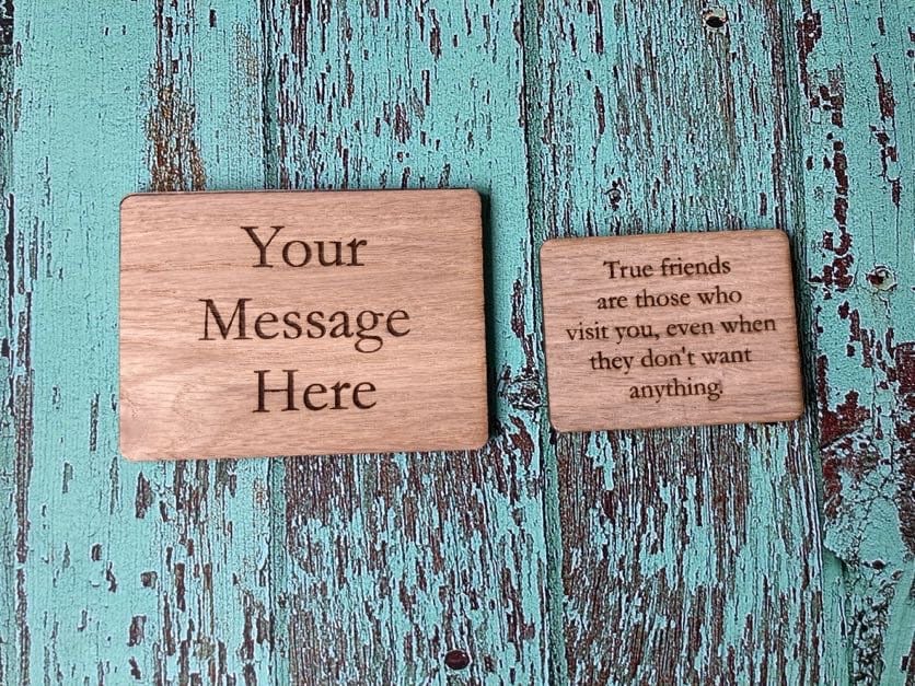 Personalised Fridge Magnets, Wooden Rustic Gift, 3 Sizes, Wooden Fridge Magnet, Oak