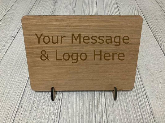 Personalised Wooden Sign with Optional Stand, Freestanding Sign, Oak