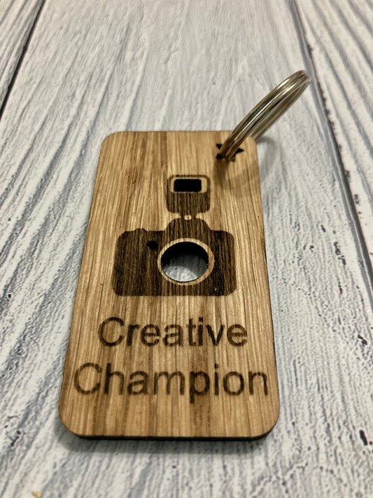 Personalised Employee Recognition Keyrings, Engraved Wooden Staff Appreciation Keyring, Oak
