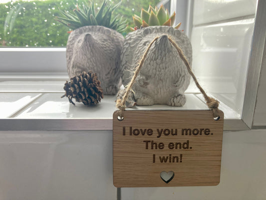 Wooden Personalised Sign with Heart Cut Out, Romantic Wooden Hanging Sign