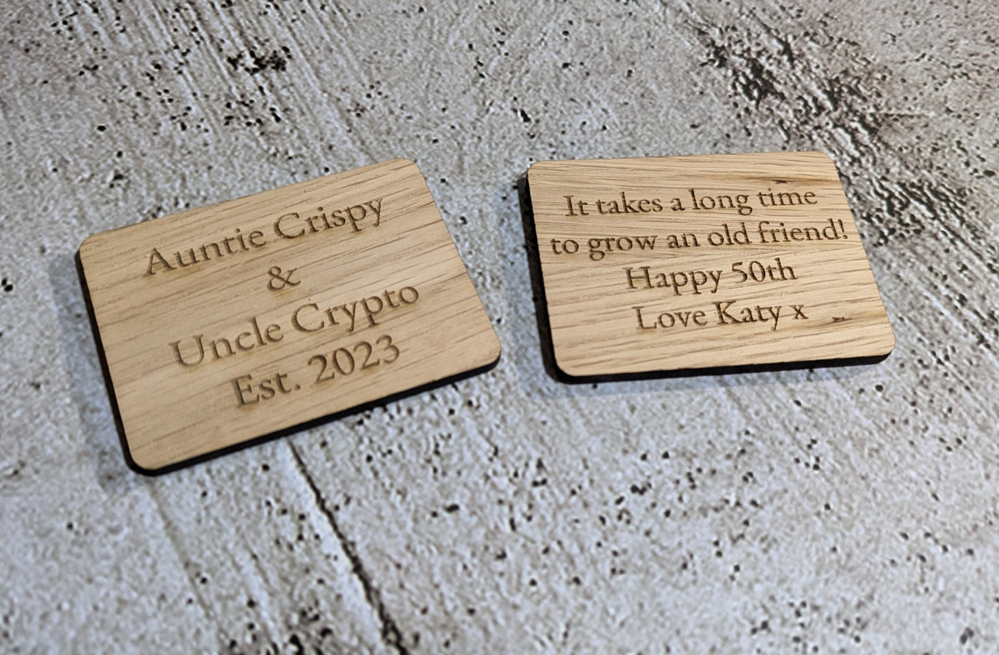 Personalised Oak Fridge Magnets: Engraved Wood, Custom Quote