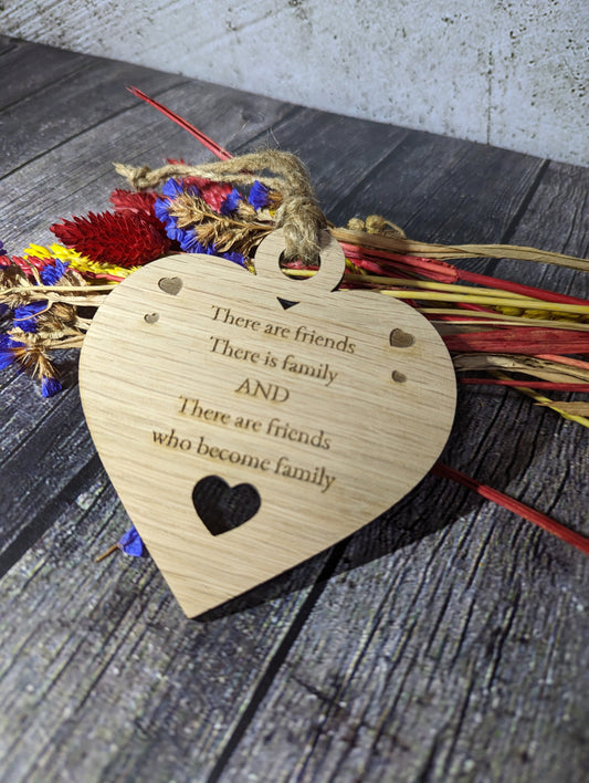 Friends Heart Shaped Sign, Friend Gift, Choice of Quote, Oak