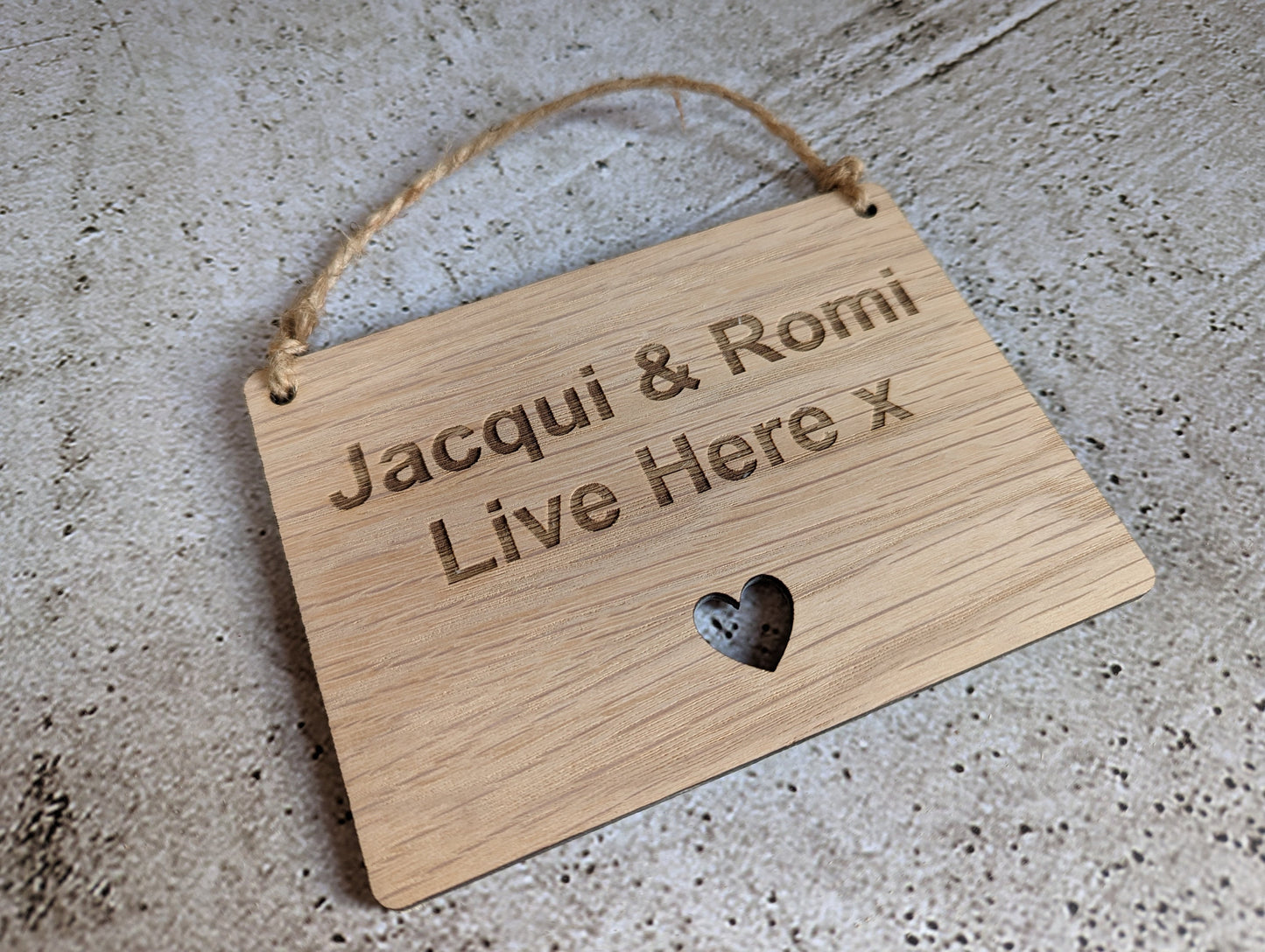 Wooden Personalised Sign with Heart Cut Out, Romantic Wooden Hanging Sign