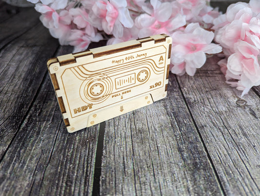 Personalised Mixtape Cassette with Playlist QR Code. Custom Mixtape Wooden. Vintage Gifts for the 80s, 90s
