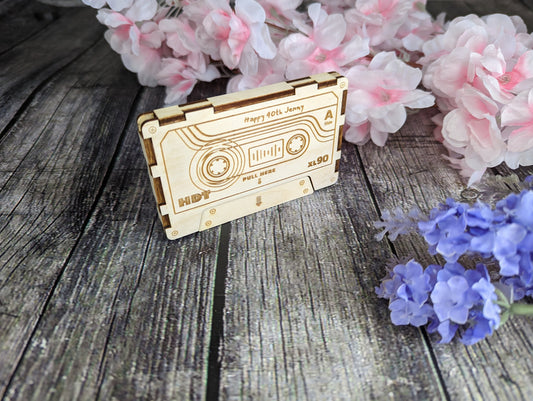 Personalised Mixtape Cassette with Playlist QR Code. Custom Mixtape Wooden. Vintage Gifts for the 80s, 90s