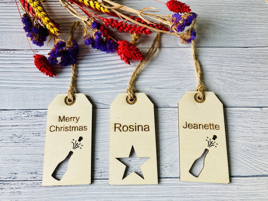 Personalised Engraved Wooden Gift Tag | Wooden Label | Engraved Label | Wrapping Ideas | Custom Label | Corporate Gifts - CherryGroveCraft