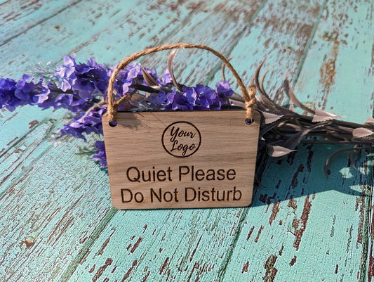 Personalised "Quiet Please, Please Do Not Disturb" Hanging Sign - 4 Sizes, Add Your Text or Logo, Wooden Hanging Sign, Door Sign - CherryGroveCraft