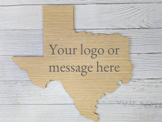 Personalised Texas Wooden Sign - Custom Home or Business Decor - Oak Veneer Plaque - CherryGroveCraft