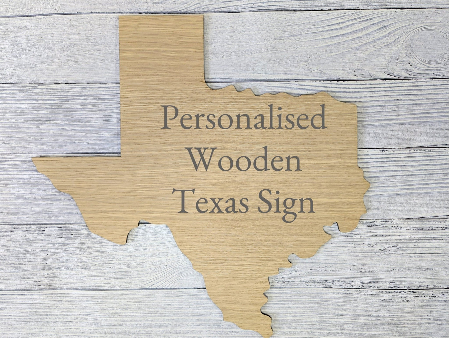 Personalised Texas Wooden Sign - Custom Home or Business Decor - Oak Veneer Plaque - CherryGroveCraft
