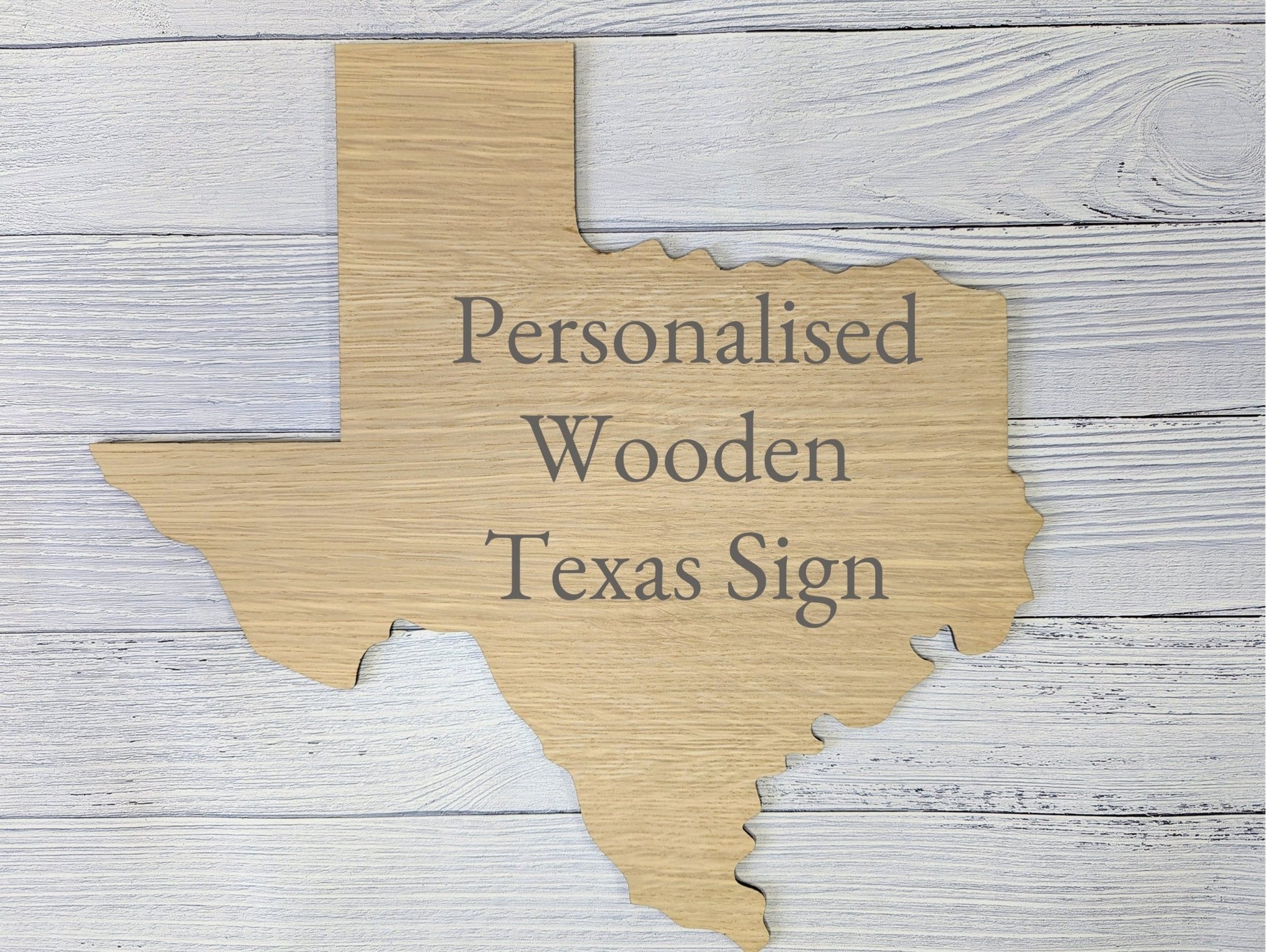 Personalised Texas Wooden Sign - Custom Home or Business Decor - Oak Veneer Plaque - CherryGroveCraft