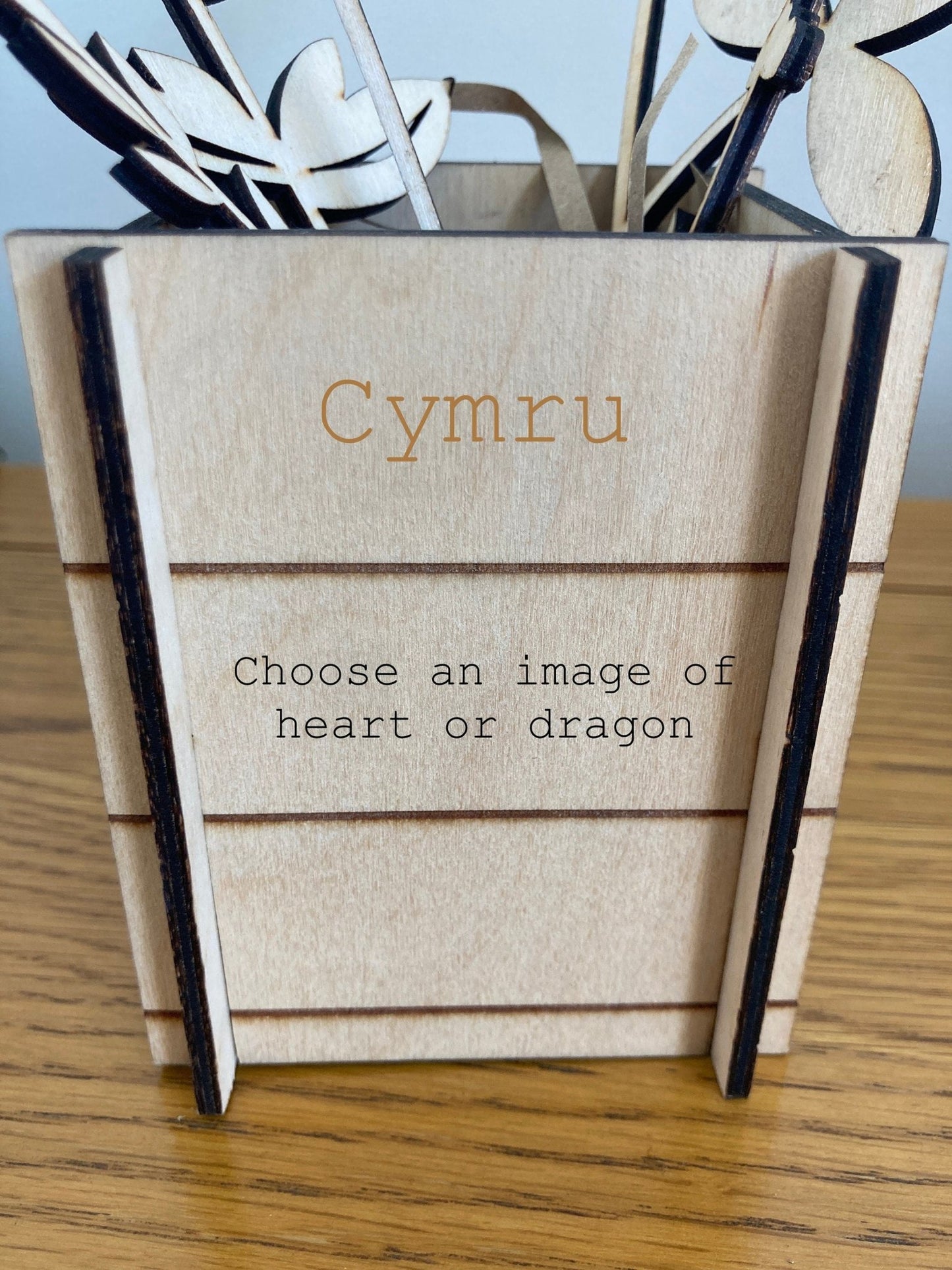 Personalised wooden flowers | Welsh gift | Letterbox gift - CherryGroveCraft