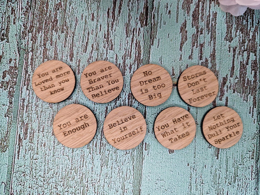 Personalised Wooden Hug Tokens - Oak Kindness Gifts - Gift for Friends - Wooden Tokens - Custom Engraved - Confidence Coins - CherryGroveCraft