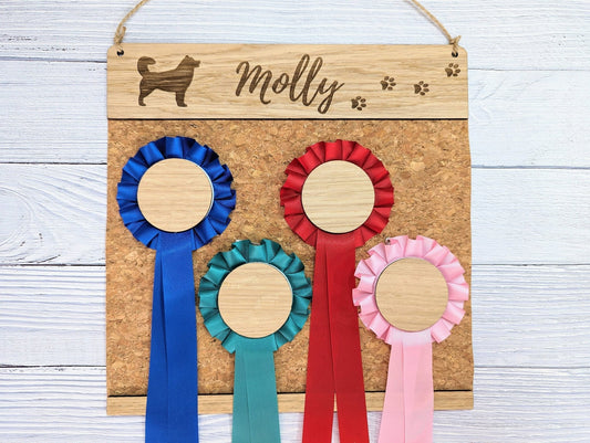 Personalised Wooden Husky Rosette Holder | Add Your Dog's Name | Rosette Display Board | Unique Gift - CherryGroveCraft