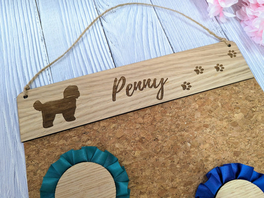 Personalised Wooden Shih Tzu Rosette Holder | Unique Display for Dog Show Awards | Custom Name Engraving | Perfect Gift for Shih Tzu Lovers - CherryGroveCraft