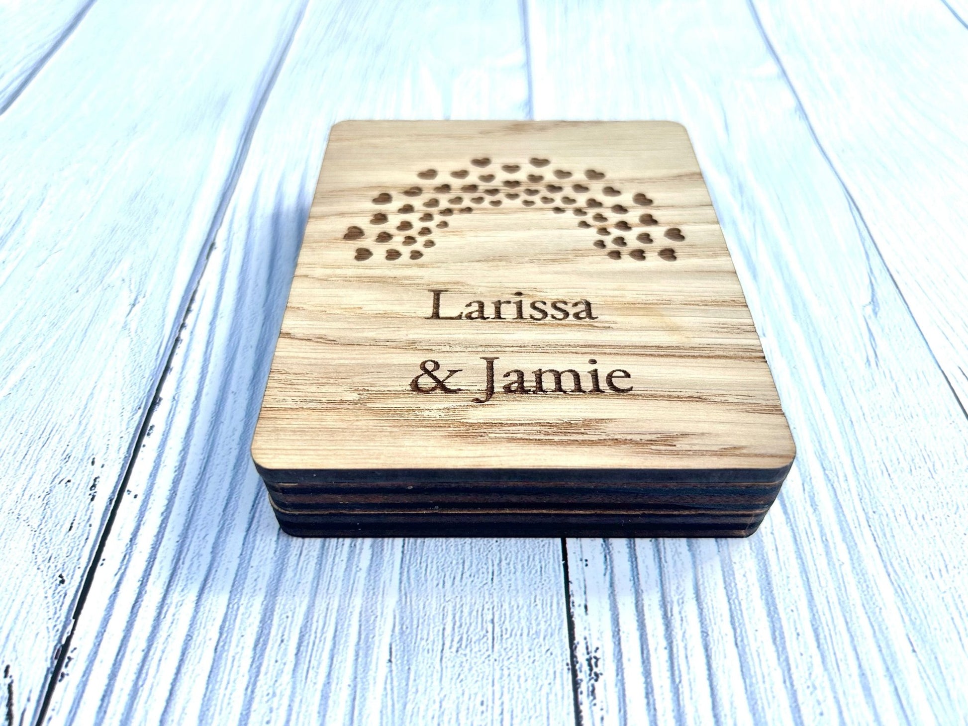 Romantic Self Standing Sign | Small Wooden sign | Anniversary gift | Personalised gift | Rainbow Hearts - CherryGroveCraft