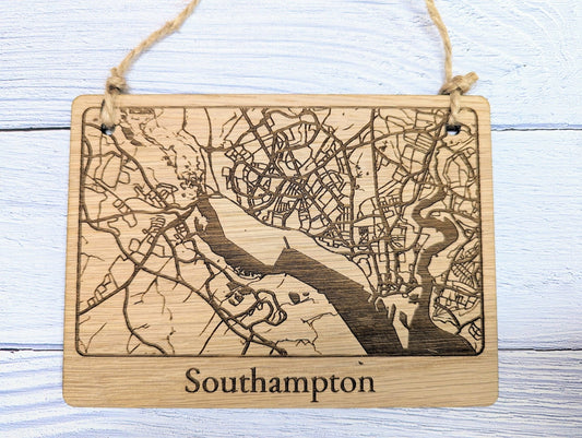 Southampton Map Wooden Wall Art - Unique City Map Decor for Home and Office - Available in 4 Sizes - CherryGroveCraft