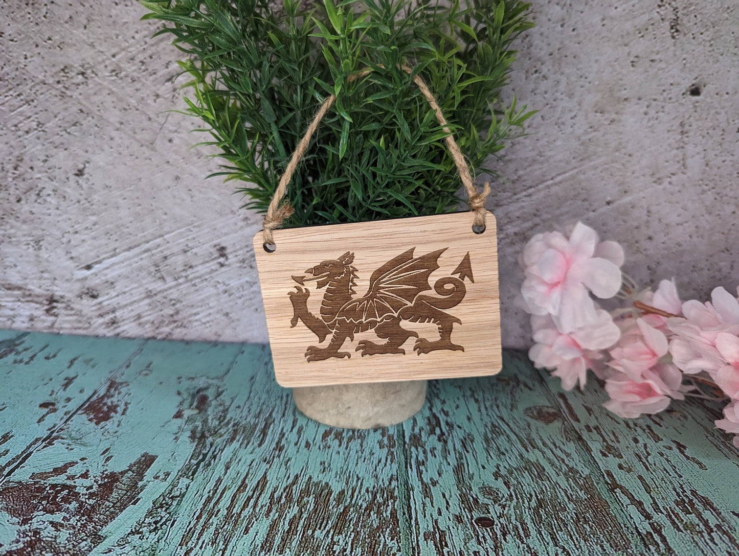 Welsh Dragon Sign | Engraved Welsh Sign | Handcrafted Welsh Wooden Wall Decor | Gift From Wales | Handmade in Wales | Wooden Sign - CherryGroveCraft