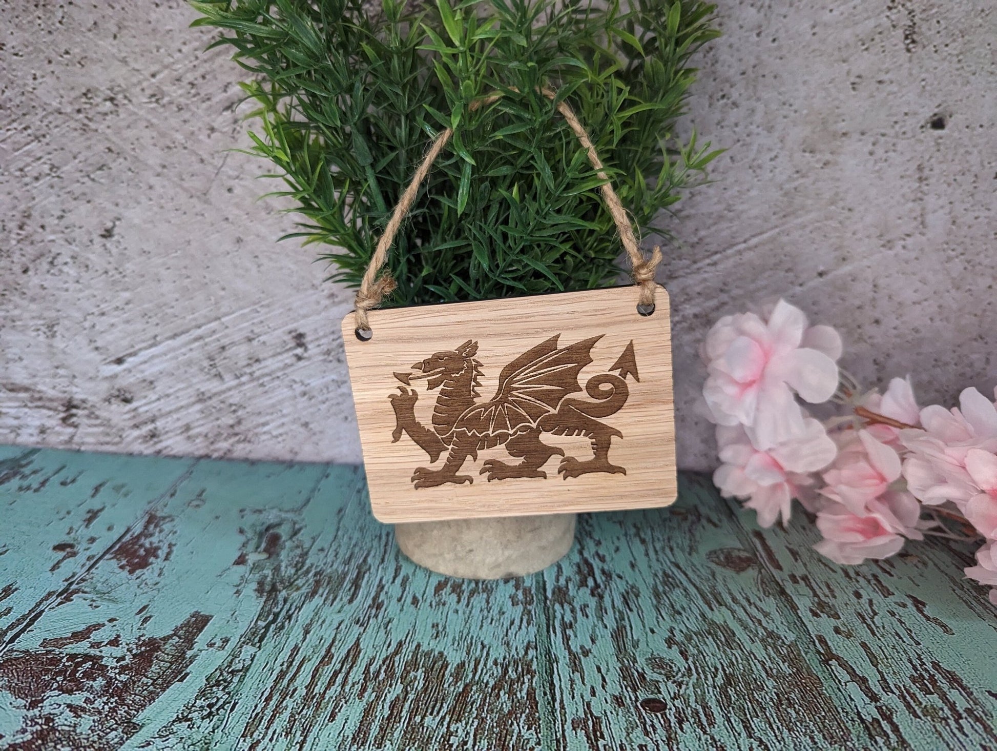 Welsh Dragon Sign | Engraved Welsh Sign | Handcrafted Welsh Wooden Wall Decor | Gift From Wales | Handmade in Wales | Wooden Sign - CherryGroveCraft