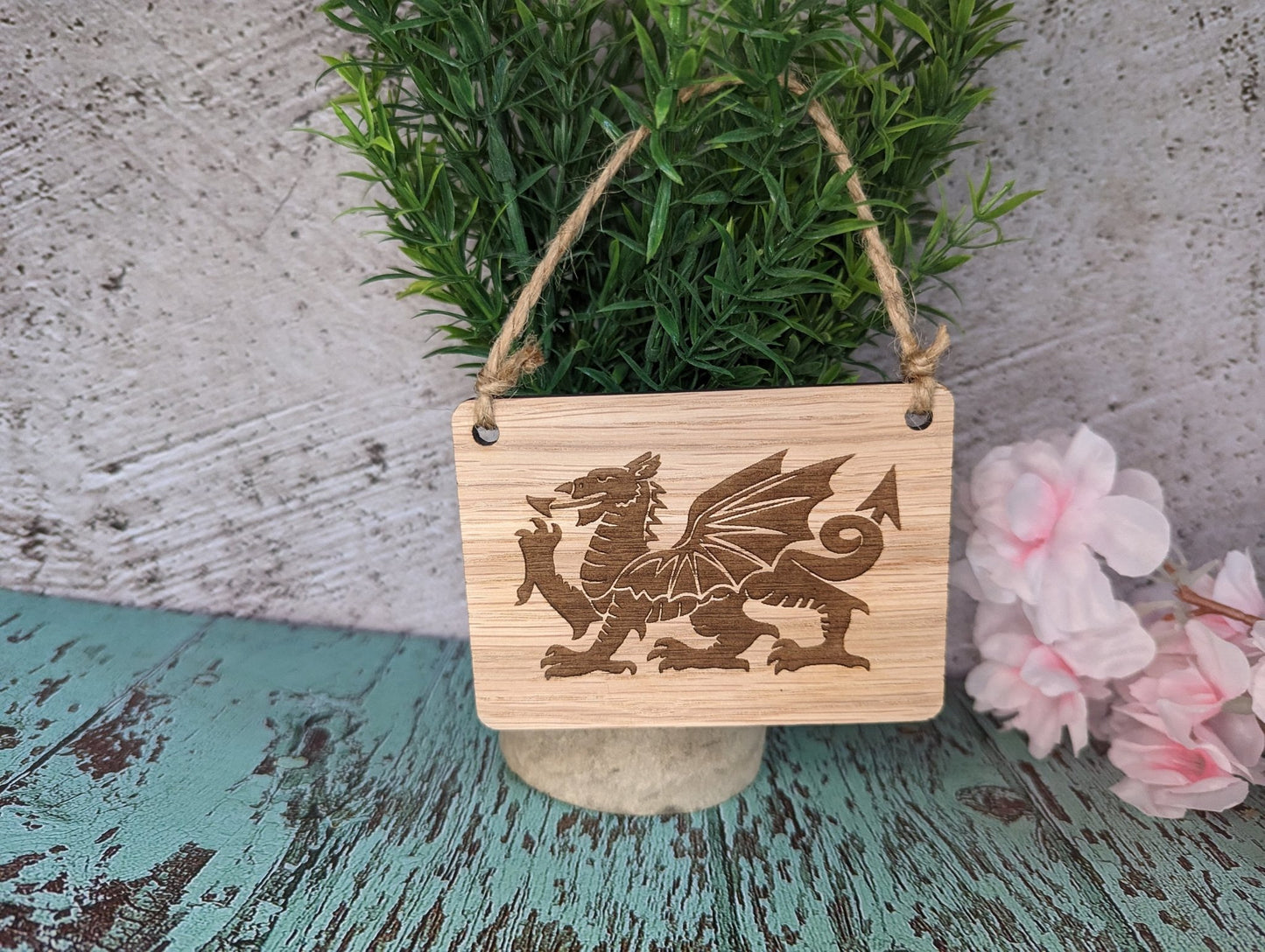Welsh Dragon Sign | Engraved Welsh Sign | Handcrafted Welsh Wooden Wall Decor | Gift From Wales | Handmade in Wales | Wooden Sign - CherryGroveCraft