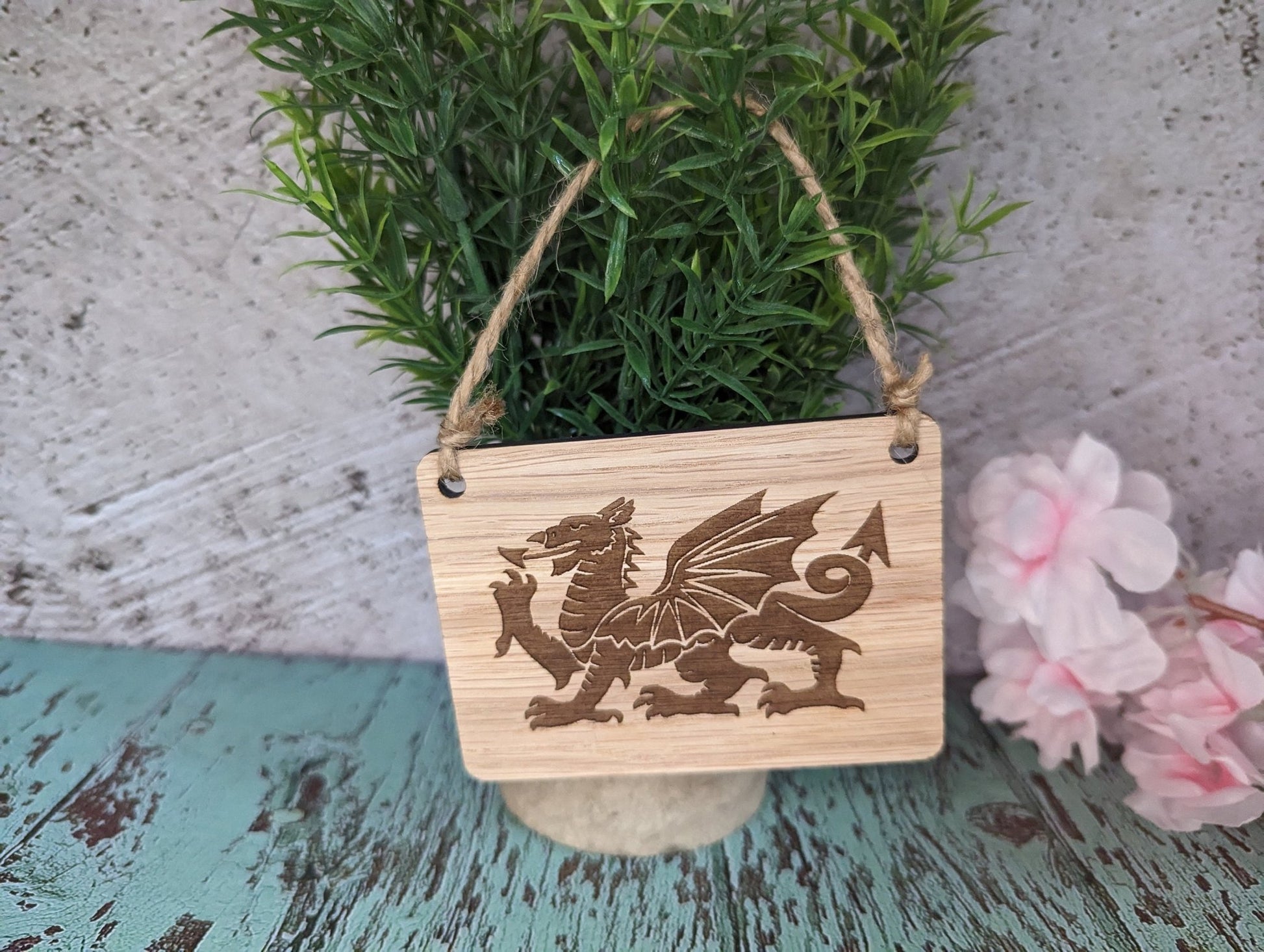 Welsh Dragon Sign | Engraved Welsh Sign | Handcrafted Welsh Wooden Wall Decor | Gift From Wales | Handmade in Wales | Wooden Sign - CherryGroveCraft