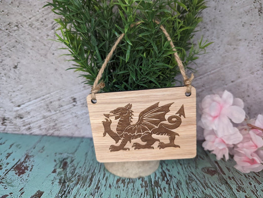 Welsh Dragon Sign | Engraved Welsh Sign | Handcrafted Welsh Wooden Wall Decor | Gift From Wales | Handmade in Wales | Wooden Sign - CherryGroveCraft