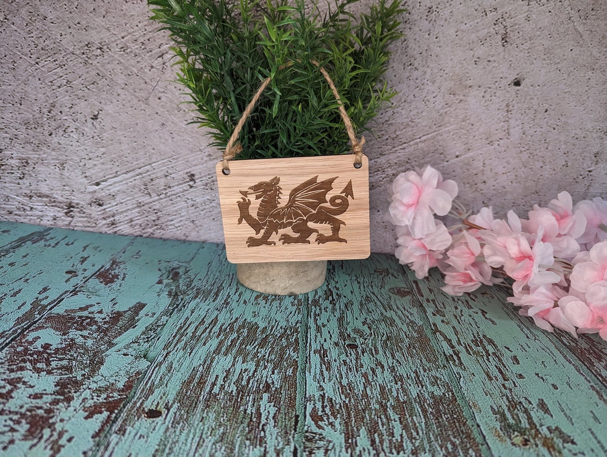 Welsh Dragon Sign | Engraved Welsh Sign | Handcrafted Welsh Wooden Wall Decor | Gift From Wales | Handmade in Wales | Wooden Sign - CherryGroveCraft