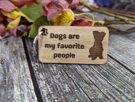 Wooden Dog Keyrings "Dogs Are My Favourite People" | Dog Keychain for Dog Lovers | Dog Owner Gift - CherryGroveCraft