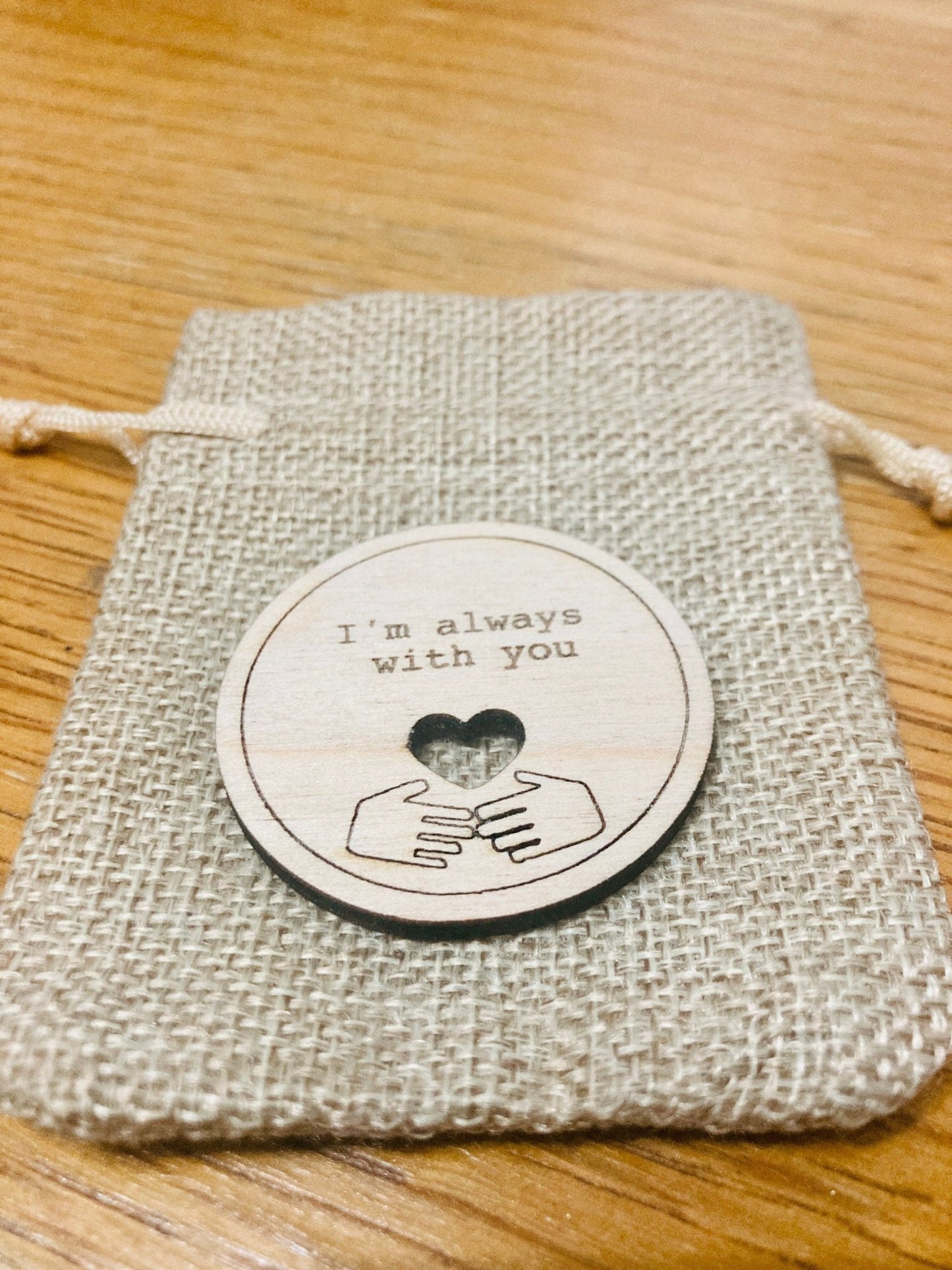 Wooden Hug Token In A Bag, Pocket Confidence Coin, Uplifting Gift - CherryGroveCraft