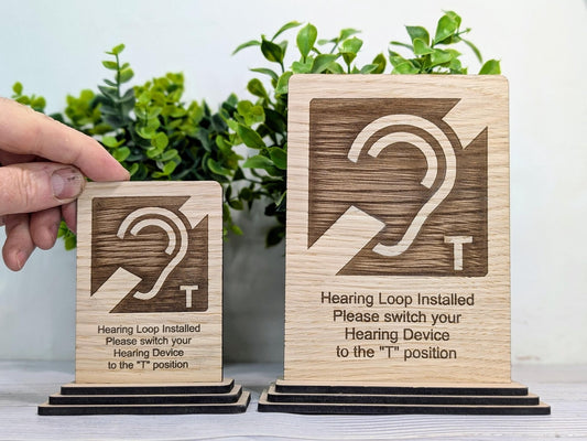 Wooden Hearing Loop Sign