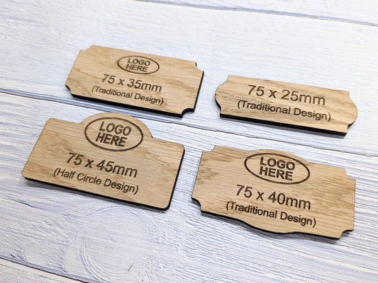 Custom oak name badge shapes
