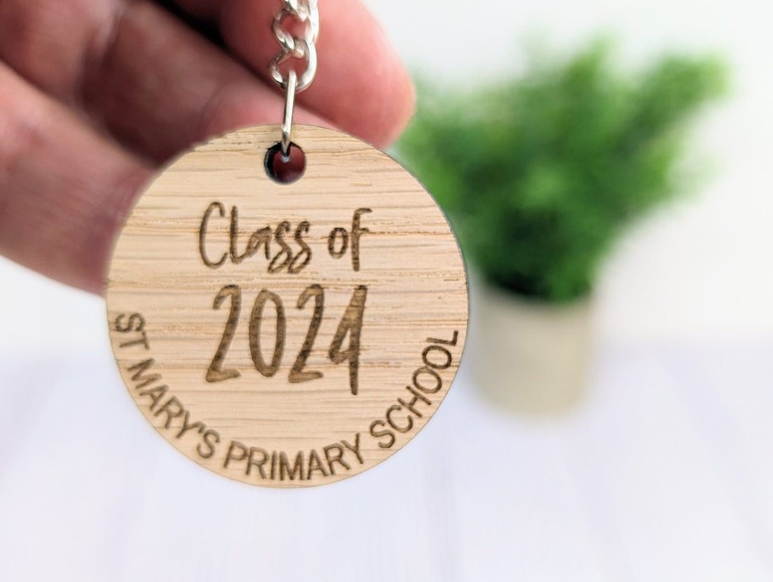 wooden keyring end of year student gift